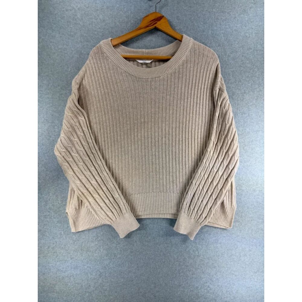 Time and Tru Women’s XXL 20 Beige Cable Knit Crewneck Sweater 3754